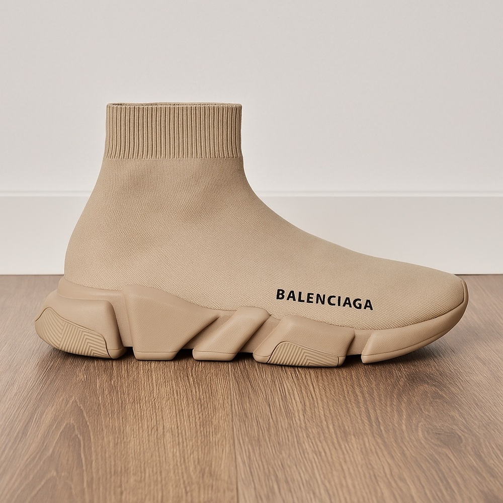 Balenciaga Beige Speed Trainer “Shark Sole” Sneakers